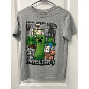 Boys Minecraft Gray T-Shirt Size Large
